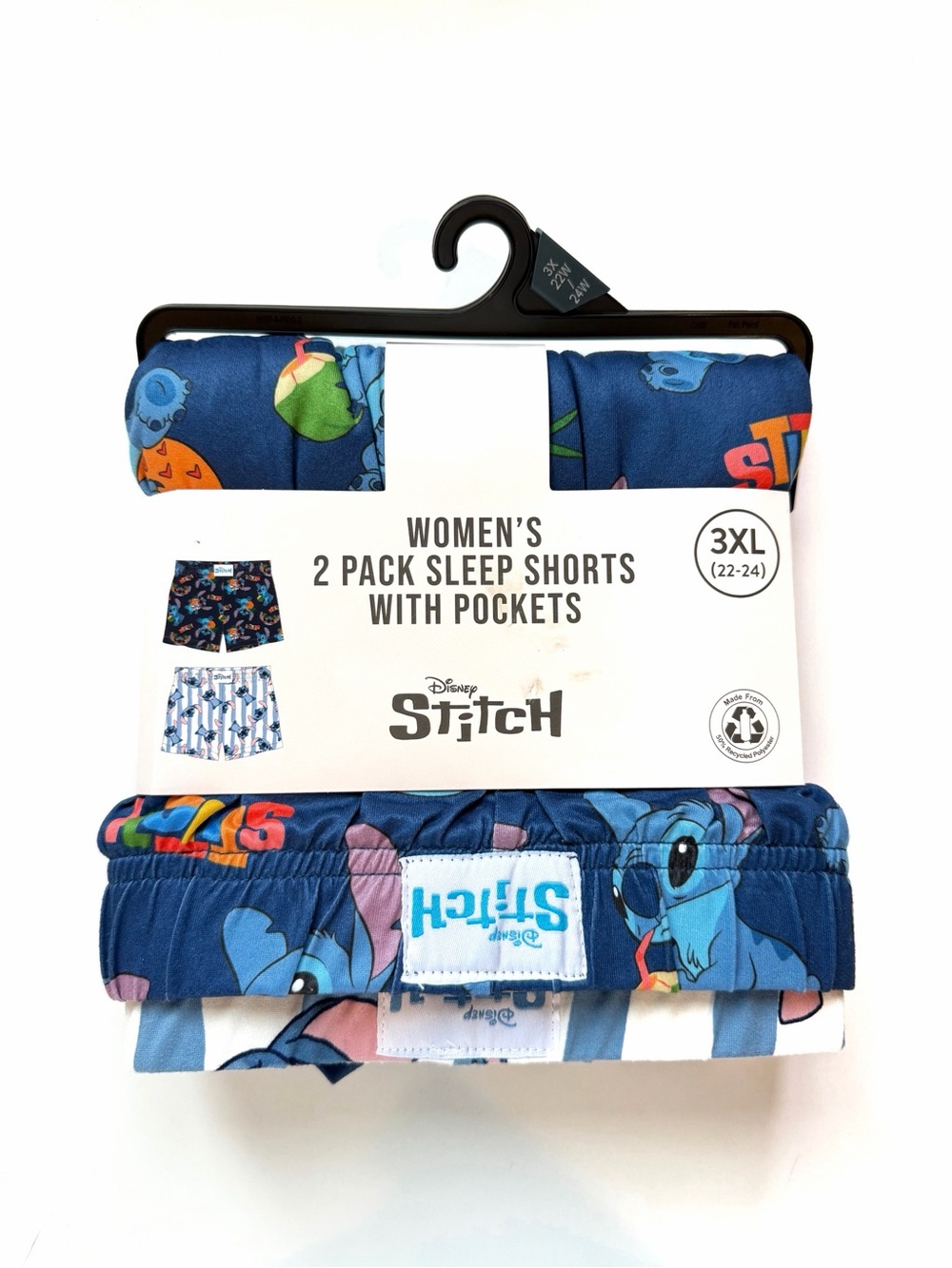 Disney Stitch Blue Printed Sleep Shorts - 2 Pack Women’s 3X